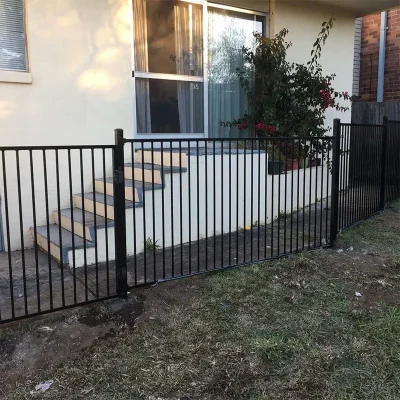 Flat Top Steel Fence in Residential