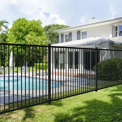 Flat Top Steel Fence near pool
