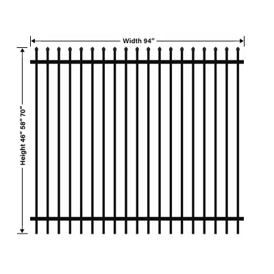 steel press point fence size